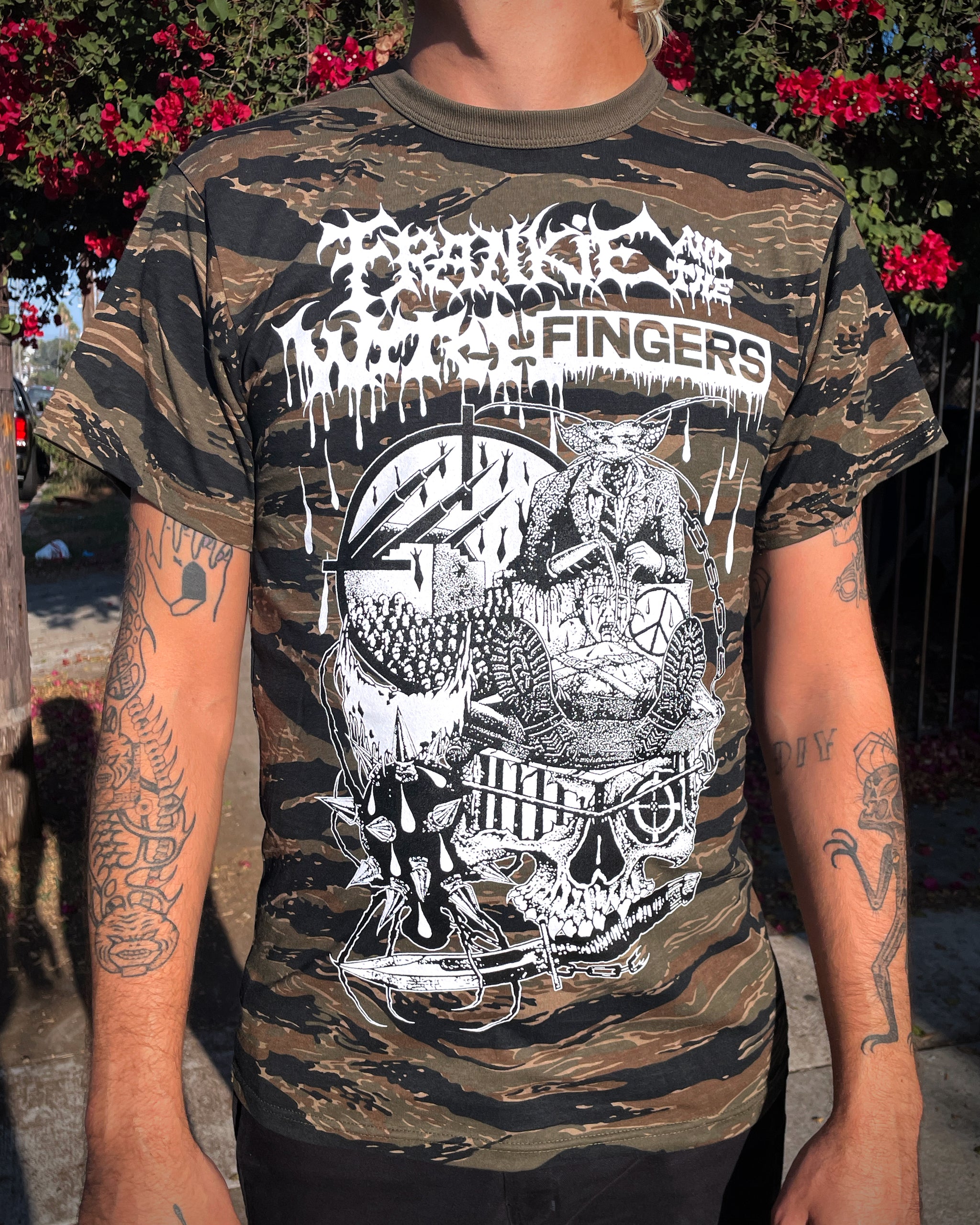 Frankie Moan Suffer Camo Tee by Ezra Syahdian – Church of Pickle