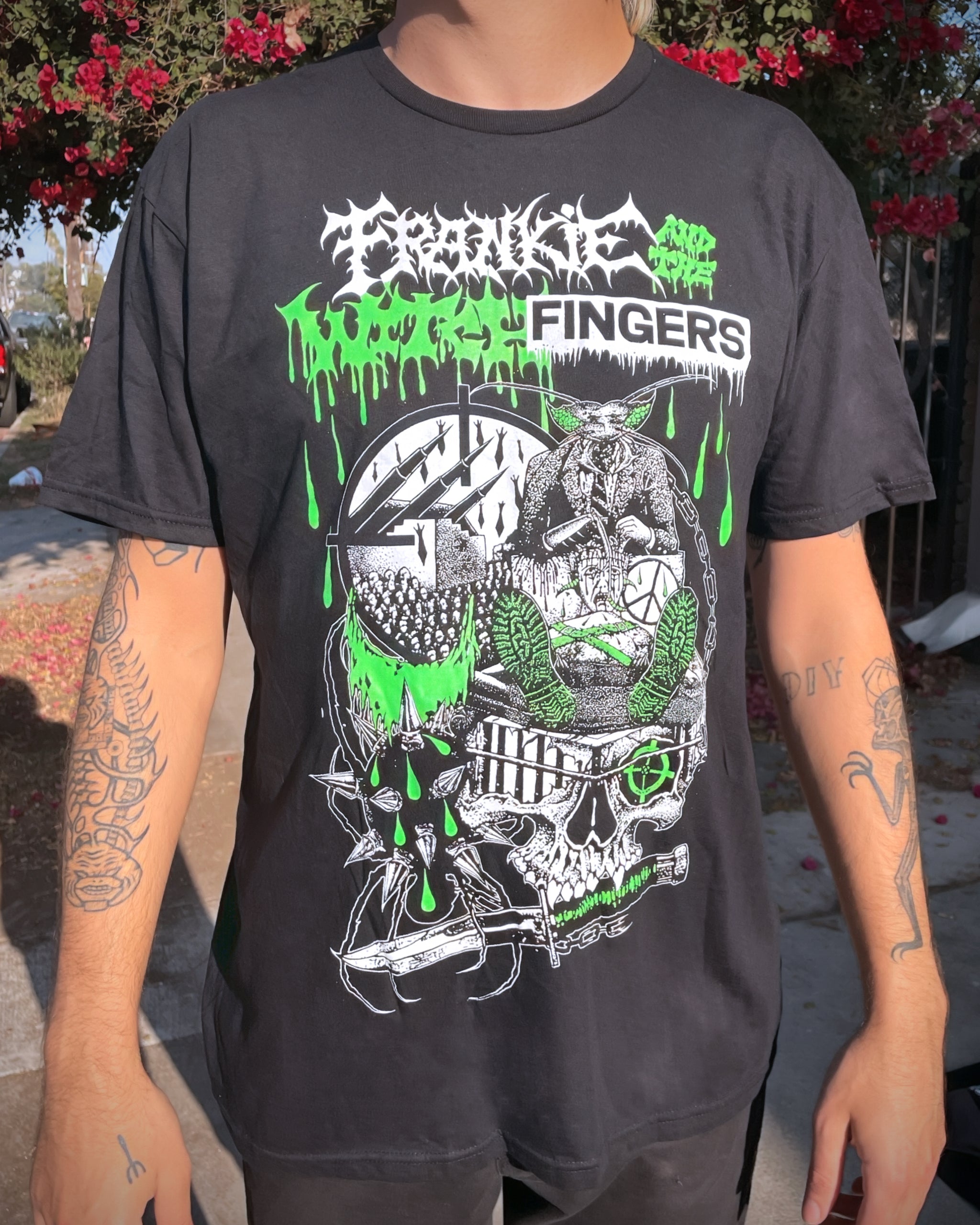 Frankie Moan Suffer Black, White, & Green Tee by Ezra Syahdian